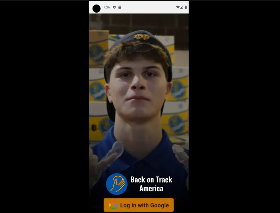 A screenshot of Back On Track America Mobile App